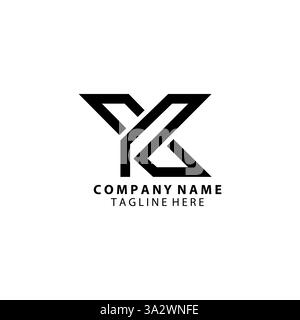 Initial YK Monogramm Linie Logo Design Vektor Stock Vektor