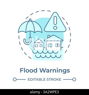 Symbol für Hochwasserwarnung, sanftes blaues Konzept Stock Vektor
