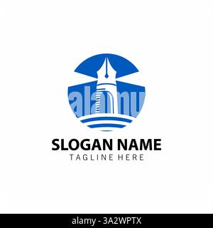 Leuchtturmstift Logo Design Vektor Stock Vektor