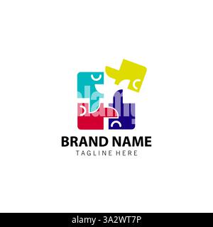 Talk Smile Puzzle Logo Design Vektor Stock Vektor