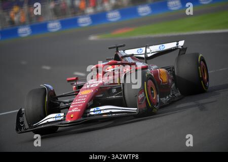 MELBOURNE, AUSTRALIEN, 14. März 2025. Im Bild: Ferrari Formel-1-Fahrer Charles Leclerc (MCO) 16 während des Free Practice 2 bei der australischen Runde der Formel-1-Weltmeisterschaft 2025. Karl Phillipson / Alamy Live News Stockfoto