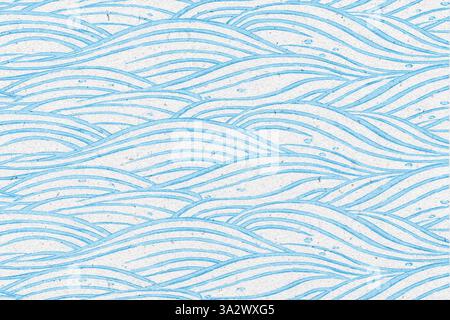 Blauer und weißer Hintergrund mit Wellenlinien Stockfoto