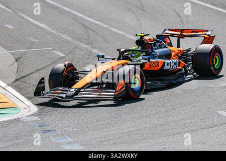 Malbourne, Australien. Februar 2025. Lando Norris (GBR) - McLaren Formel-1-Team - McLaren MCL39 - Mercedes während des Trainings am Freitag des Grand Prix 2025 von Louis Vuitton in Australien; Albert Park, Melbourne, Australien, 14. Bis 16. März 2025 Credit: Alessio de Marco/Alamy Live News Stockfoto