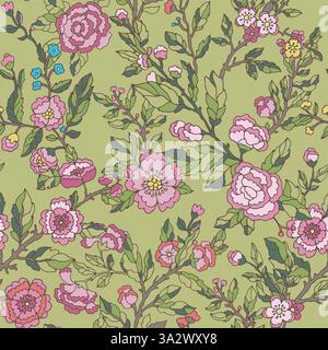 Handgezeichnetes nahtloses Blumenmuster Stock Vektor
