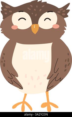 Entzückender Zeichentrickeulencharakter für Designprojekte für Kinder. Stock Vektor