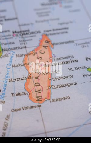 Madagaskar Auf Der Weltkarte - Geo Politische Karte Stockfoto