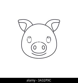 Niedliches Schweingesicht Emoji Symbol Symbol Symbol Vektor Illustration Kopf Stock Vektor