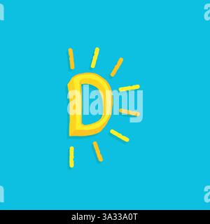 Vitamin D Buchstabe Hand gezeichnete Zeichnung Vektor Kritzelei nette kindische Zeichentrick Scribble Illustration Stock Vektor