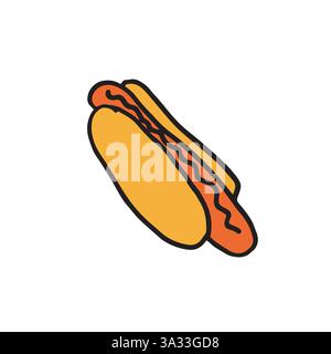 Hot Dog Hand gezeichnete Zeichnung Vektor Kritzelei nette kindliche Karikatur Scribble Illustration Stock Vektor