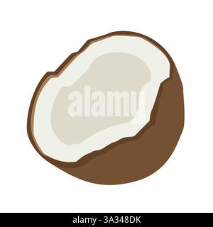 Eine halbe Kokosnuss-Lebensmittel-Frucht-Vektor-Illustration Stock Vektor