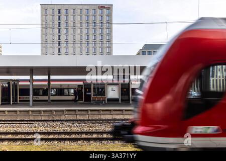 Hauptbahnhof Mannheim mit S-Bahn und InterCity der SBB. // 10.03.2025: Mannheim, Baden-Württemberg, Deutschland, Europa *** Hauptbahnhof Mannheim mit SBB S-Bahn und InterCity 10 03 2025 Mannheim, Baden Württemberg, Deutschland, Europa Stockfoto