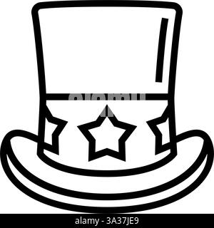 Onkel sam hat Linie Symbol Vektor Illustration Stock Vektor