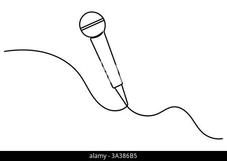 Durchgehende einzeilige Zeichnung der einfachen Vektorgrafik des Mikrofons Stock Vektor