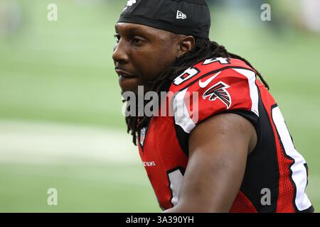 7. September 2014 - Atlanta, Georgia, USA - Atlanta Falcons Wide Receiver Roddy White (84) vor dem Spiel zwischen den New Orleans Saints und den Atlanta Falcons im Georgia Dome. (Kreditbild: © Frank Mattia/ZUMA Wire) Stockfoto