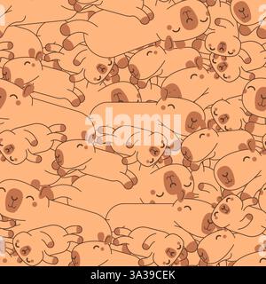 Nahtloses Capybara-Muster. Capybaras Hintergrund. Verzierung aus Kinderstoff Stock Vektor