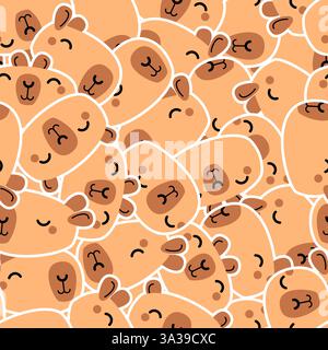 Nahtloses Capybara-Muster. Capybaras Hintergrund. Verzierung aus Kinderstoff Stock Vektor