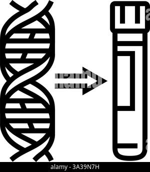 Blutteströhrchen mit genetischen Markern Linie Symbol Vektor Illustration Stock Vektor