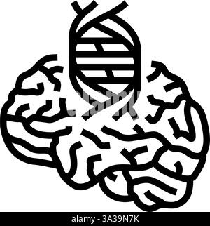 Gehirn-Symbol mit genetischer Markierungslinie Symbol Vektor-Illustration Stock Vektor