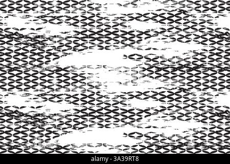 Nahtloses Schwarzweiß-Muster mit Schallwellen. Abstrakter Vektor-Retro-Grunge. Einfarbige künstlerische Illustration für Stoffdesign, Tapeten, Stock Vektor