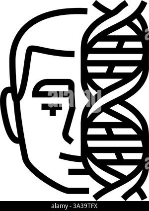Genetisches Profil mit Gesichtslinien-Symbol-Illustration des Patienten Stock Vektor