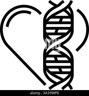 Herz mit genetischen Code Linien Linie Symbol Vektor Illustration Stock Vektor