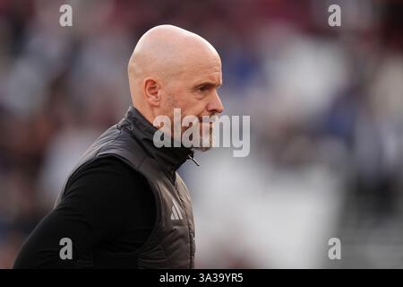 Aktenfoto vom 27.10.2024 von Manchester United Manager Erik Ten Hag. Manchester United hat den Trainer Erik Ten Hag nach dem enttäuschenden Saisonstart entlassen. Ausgabedatum: Montag, 28. Oktober 2024. Stockfoto