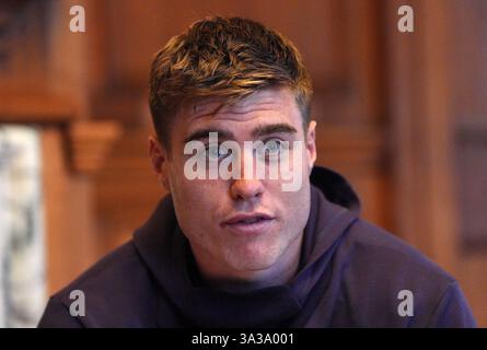 England's Tommy Freeman während einer Pressekonferenz im Pennyhill Park, Bagshot. Bilddatum: Montag, 28. Oktober 2024. Stockfoto