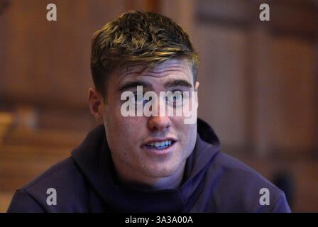England's Tommy Freeman während einer Pressekonferenz im Pennyhill Park, Bagshot. Bilddatum: Montag, 28. Oktober 2024. Stockfoto
