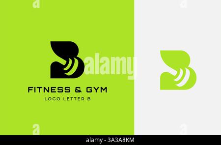 Logo Fitness Letter B mit Fitnessausstattung Konzept. Dumbble, Bumble, Kettlebell-Konzept. Fitness, Gesundheit, Bodybuilder Logo Design Vorlage. Stock Vektor