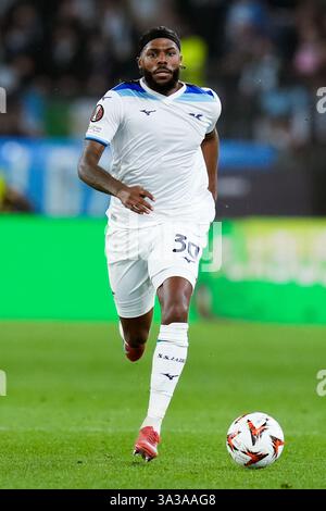 Rom, Italien. März 2025. Nuno Tavares von SS Latium im Achtelfinale der UEFA Europa League 2024/25 im zweiten Leg-Spiel zwischen SS Latium und FC Viktoria Plzen im Stadio Olimpico am 13. März 2025 in Rom. Quelle: Giuseppe Maffia/Alamy Live News Stockfoto