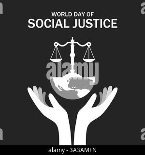 Welttag der sozialen Gerechtigkeit Vektor-Illustration. Geeignet für Poster, Banner, Kampagne und Grußkarte. Stock Vektor