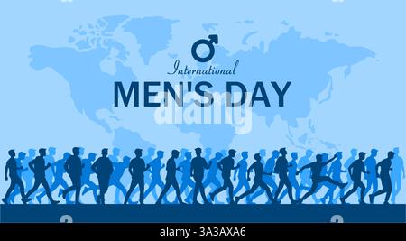 Internationales Thema des Männertages. Vektorabbildung. Geeignet für Poster, Banner, Kampagne und Grußkarte. Stock Vektor