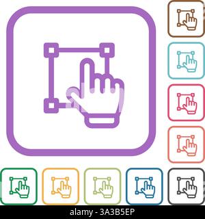 Visuelle Bearbeitung von Symbolvektoren in minimalistischem Liniensymbol. Ideal für Themen wie Grafikdesign, visuelle Editoren, Objektauswahl, Benutzeroberfläche Stock Vektor