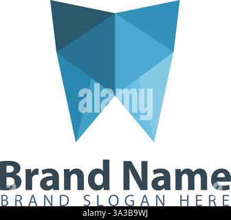 Logodesign mit niedrigem Poly-Zahn Stock Vektor