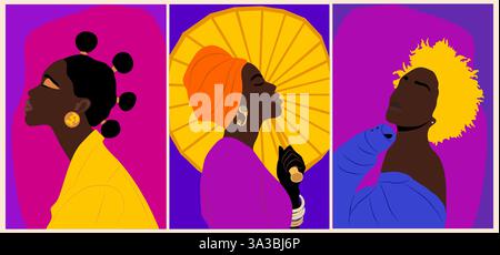 Abstraktes Poster, Kunst mit schönen schwarzen Frauen Stock Vektor