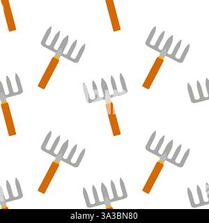 Gartenwerkzeuge, die Muster auf weißem Hintergrund zu Designzwecken wiederholen Stock Vektor