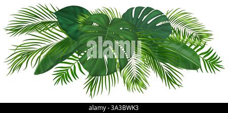 Sommer üppige Palmblätter Komposition. Geeignet für Naturkonzept, Urlaub, Reisen, Sommerurlaub. Vektorabbildung Stock Vektor