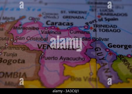 Venezuela Auf Der Weltkarte - Geo Politische Karte Stockfoto