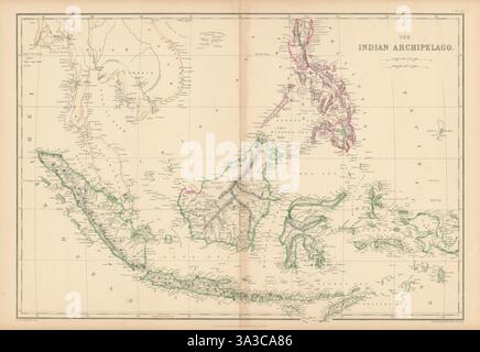 Der Indische Archipel. Ostindien Indonesien Philippinen. Alte Karte VON WELLER 1860 Stockfoto
