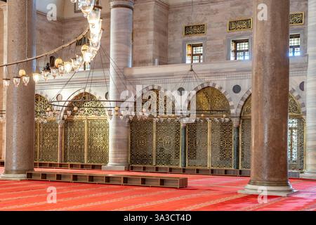 Innenraum der Süleymaniye-Moschee in Istanbul, Türkei | Süleymaniye Mosque Interior, Istanbul, Türkei Stockfoto