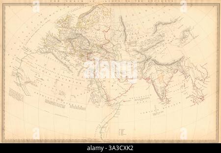 DIE WELT IST DEN ANTIKEN BEKANNT. Herodot Ptolemäus Plinius Hanno. SDUK 1844 alte Karte Stockfoto