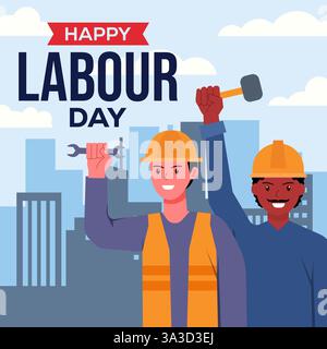 Happy Work Day Illustration in flachem Design Stock Vektor