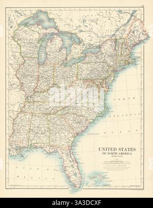 Vereinigte Staaten von Nordamerika (Eastern States) von W. & A.K. Johnston 1887 Karte Stockfoto