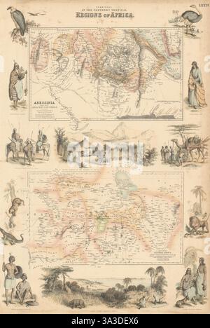 Nördliche tropische Regionen in Afrika. Abessinien. Tschadsee. Nigeria C1863 Karte Stockfoto