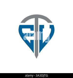 ETV einzigartiges modernes flaches abstraktes geometrisches Initialen Vektor-Letter-Logo-Design. ETV-Monogramm-Logo. Stock Vektor