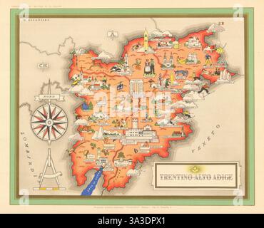 Trentino-Südtirol / Südtirol Bildkarte von V. Nicouline. Italgeo 1951 Stockfoto