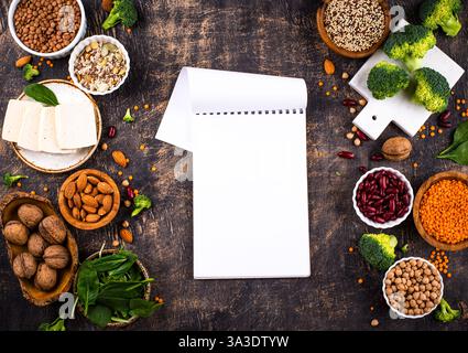 Sortierung pflanzlicher veganer Proteinprodukte Stockfoto