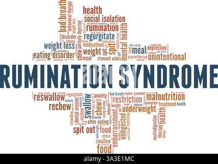 Wiederkäubungssyndrom Vektor-Illustration Wortwolke isoliert auf weißem Hintergrund. Stock Vektor