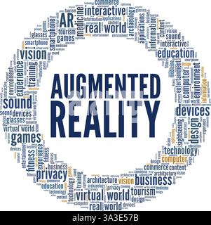 Augmented-Reality-Vektor-Illustration Wortwolke isoliert auf weißem Hintergrund. Stock Vektor