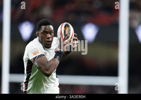 Cardiff, Großbritannien. März 2025. Maro Itoje aus England in Aktion. Guinness Six Nations Championship 2025 Match, Wales gegen England im Principality Stadium in Cardiff am Samstag, den 15. März 2025. bild von Andrew Orchard/Andrew Orchard Sportfotografie/Alamy Live News Credit: Andrew Orchard Sportfotografie/Alamy Live News Stockfoto